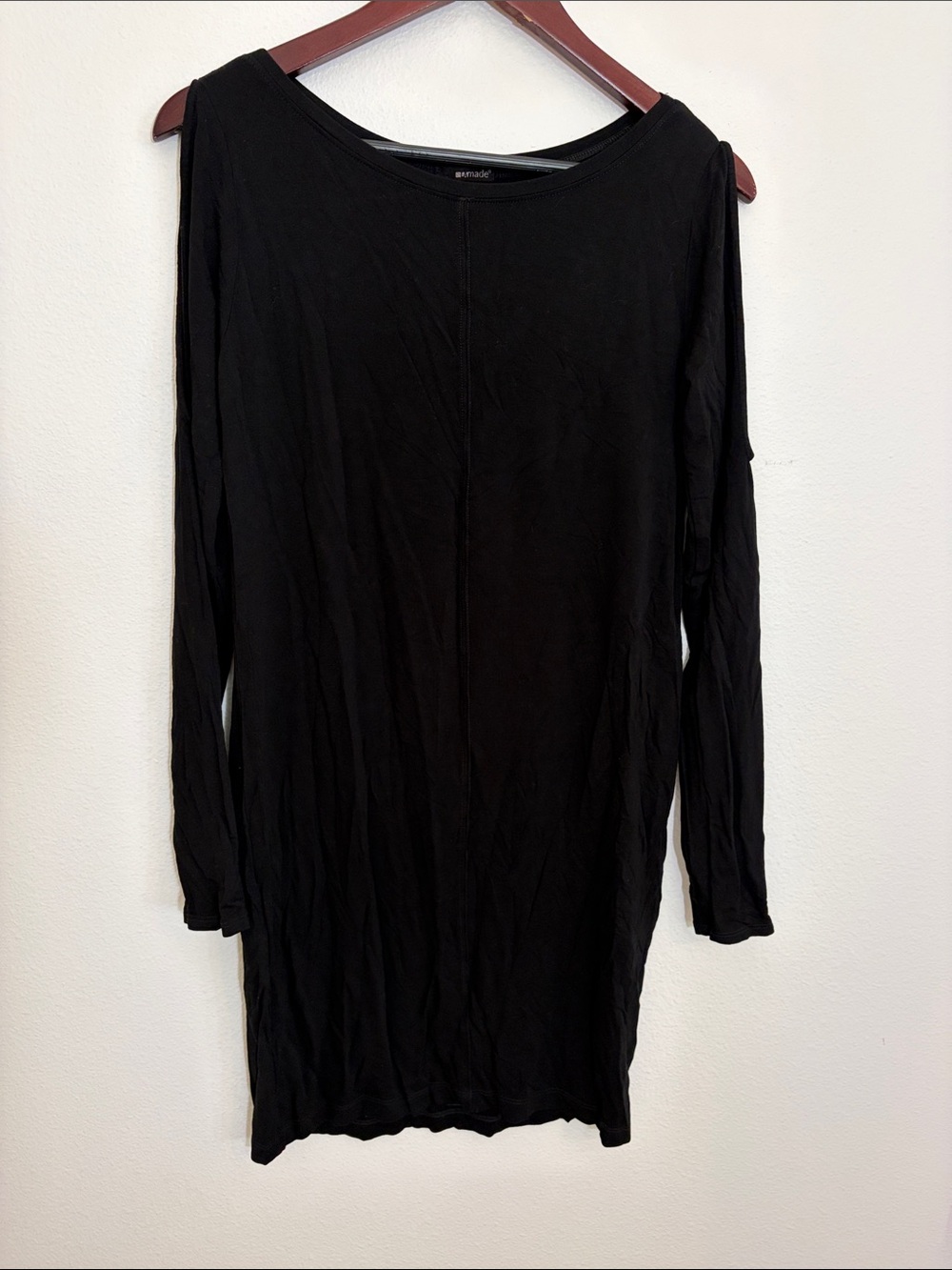 NWT LA Made Kipa Black Long Sleeve Cold Shoulder Dress